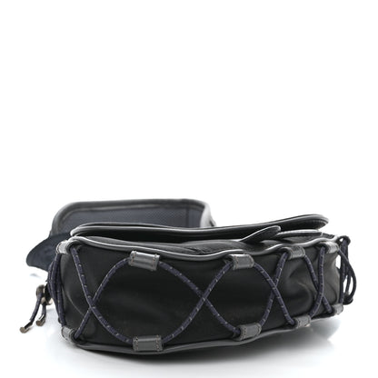 Christian Dior X SACAI Grained Calfskin Technical Fabric Mens Saddle Bag Black 4 of 10