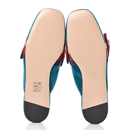 Gucci Softy Velvet Sylvie Bow Slippers 36.5 Pavone 5 of 8