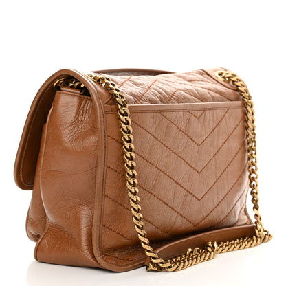 Saint Laurent Crinkled Calfskin Matelasse Monogram Medium Niki Chain Satchel Caramel 3 of 12