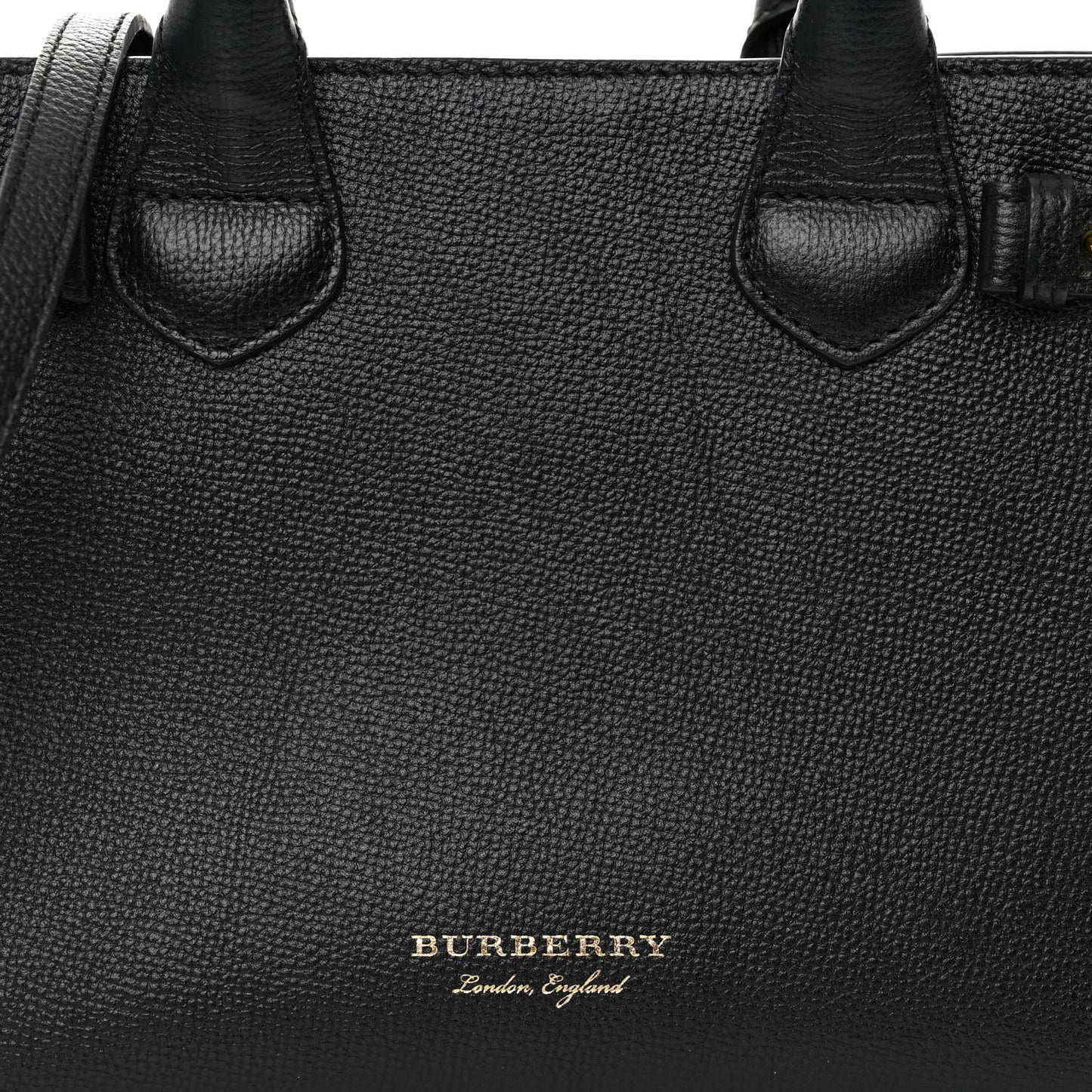 Grainy Calfskin House Check Small Banner Tote Black