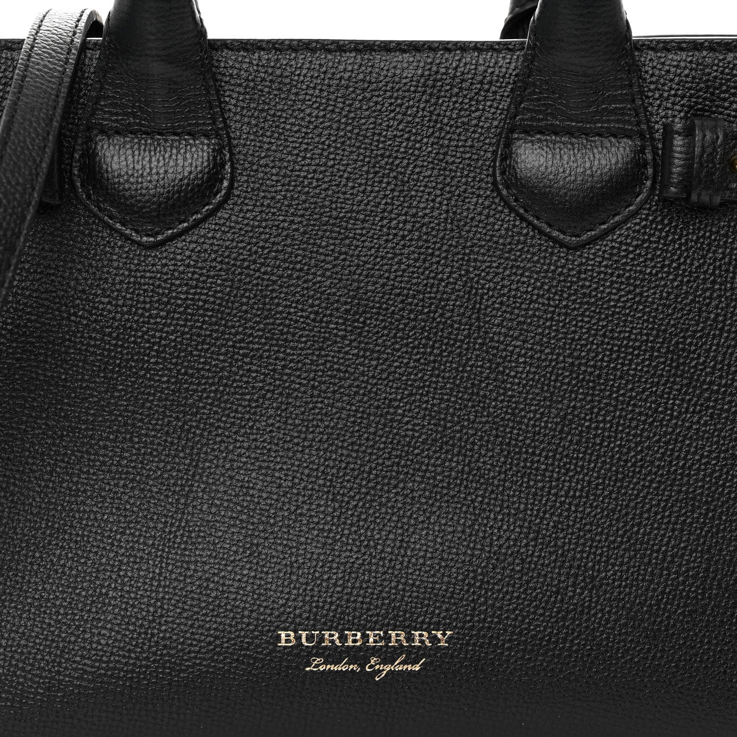 Burberry Grainy Calfskin House Check Small Banner Tote Black 7 of 9