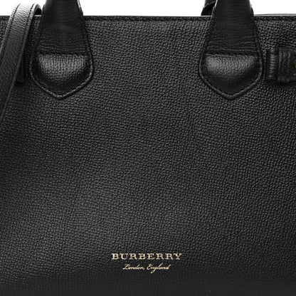 Burberry Grainy Calfskin House Check Small Banner Tote Black 7 of 9