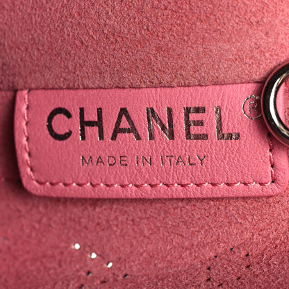 Chanel Calfskin Tweed Small Logo Eyelets Shopping Tote Navy Blue 7 of 12