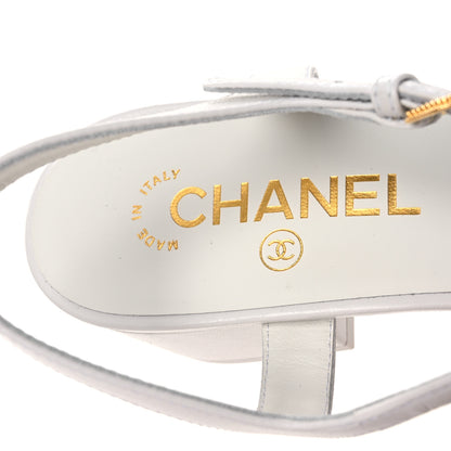 Chanel Lambskin Crystal CC Sandals 40 White 9 of 11
