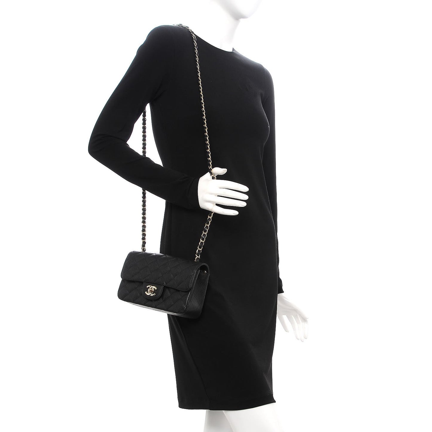 Caviar Quilted Mini Rectangular Flap Black