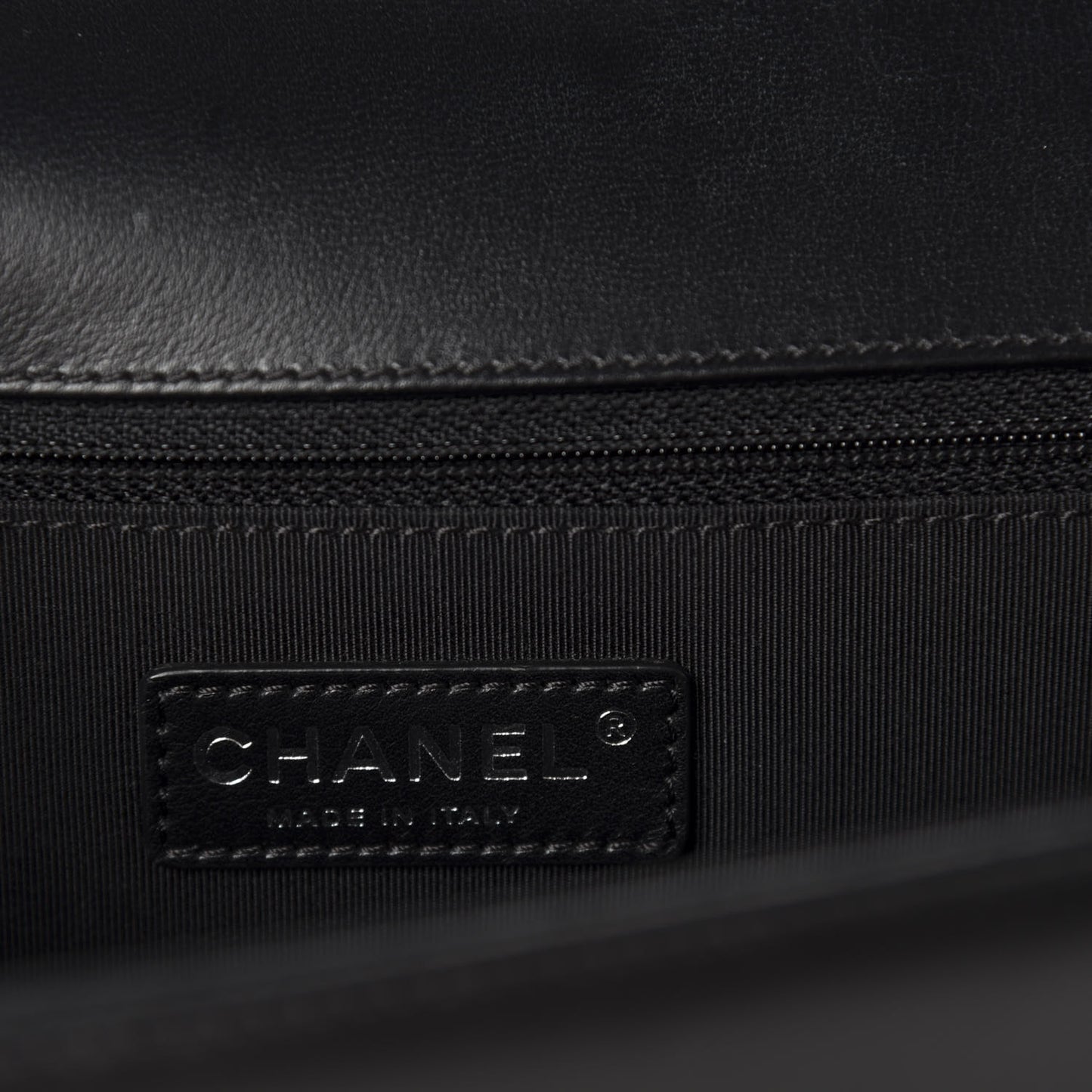 Calfskin Chevron Quilted Medium Boy Flap Black