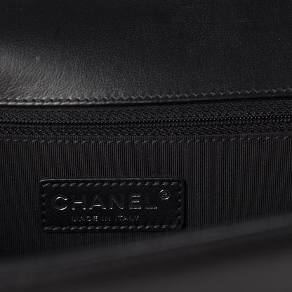 Chanel Calfskin Chevron Quilted Medium Boy Flap Black 12 of 15