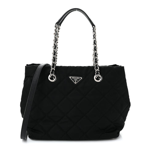 Nylon Tessuto Impuntu Quilted Tote Black