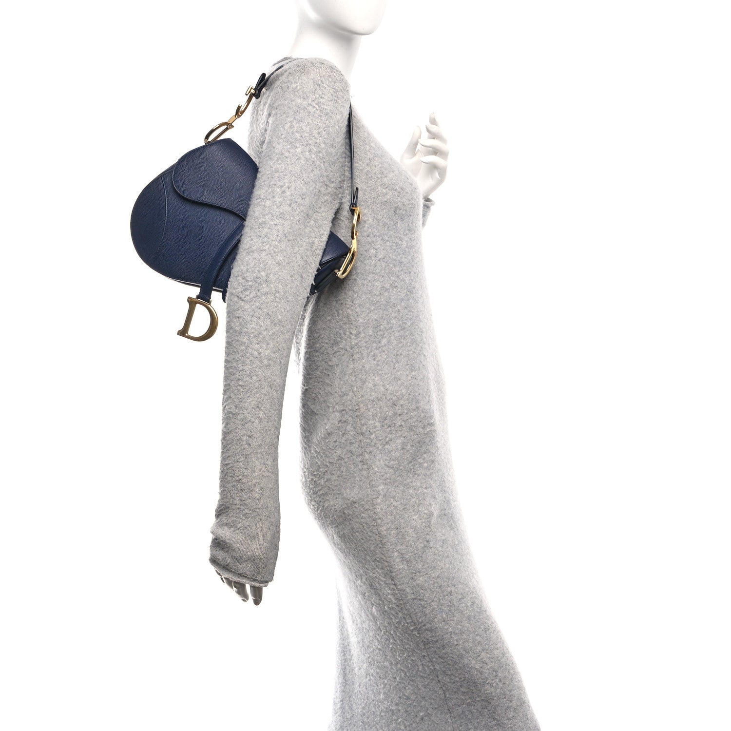 Christian Dior Grained Calfskin Saddle Bag Navy 2 of 10