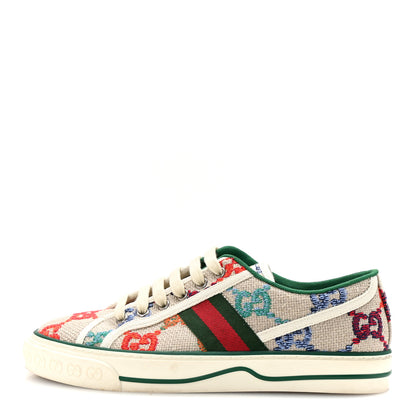 Gucci Linen Psychedelic Mini GG Monogram Womens 1977 Tennis Sneakers 38 Multicolor Mystic White 1 of 8