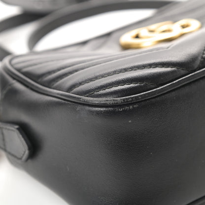 Gucci Calfskin Matelasse Small GG Marmont Chain Shoulder Bag Black 9 of 19