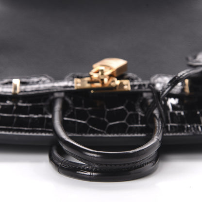 Hermes Taurillon Novillo Shiny Niloticus Crocodile Birkin Touch 25 Black 12 of 37