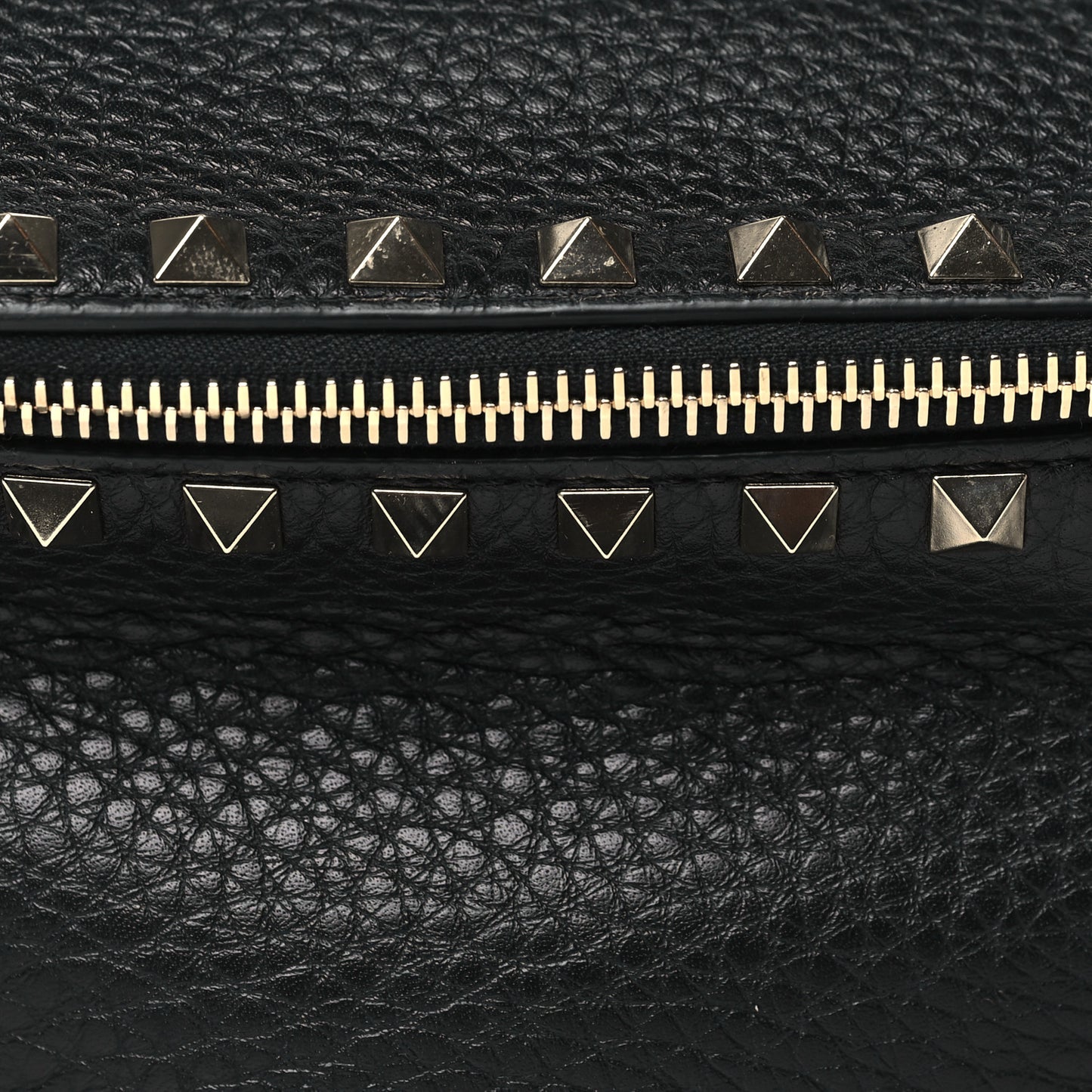 Grainy Calfskin Rockstud Belt Bag Black