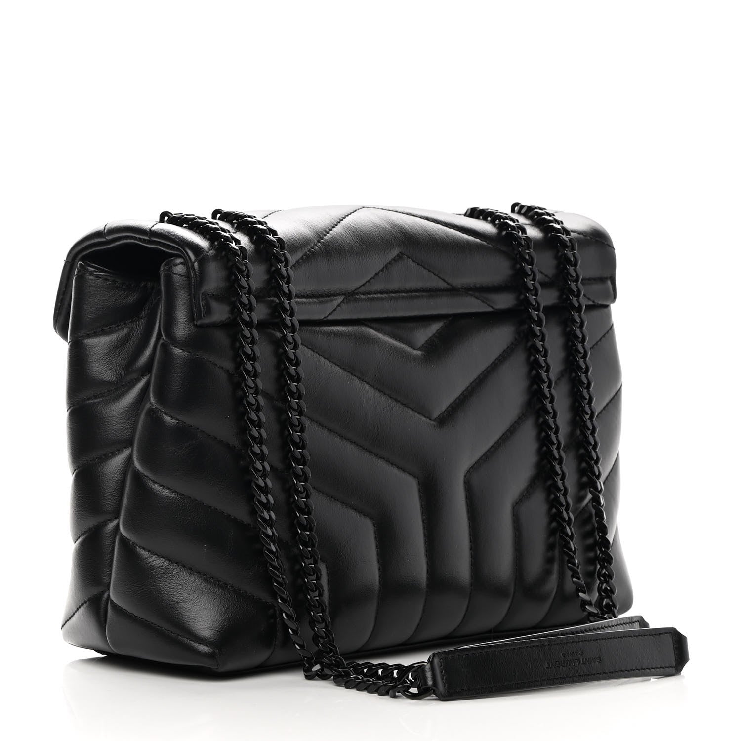 Saint Laurent Calfskin Y Quilted Monogram Monochrome Small Loulou Chain Satchel Black 2 of 12