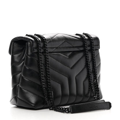 Saint Laurent Calfskin Y Quilted Monogram Monochrome Small Loulou Chain Satchel Black 2 of 12