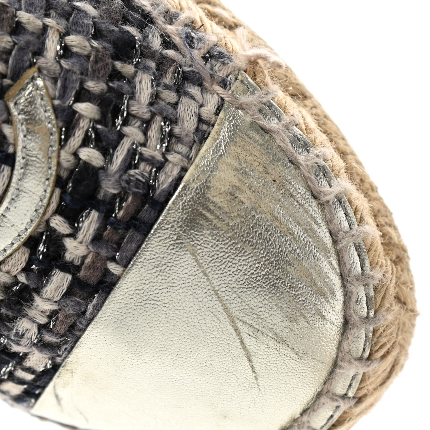 Chanel Metallic Tweed Lambskin CC Espadrilles 38 Blue Black Silver 12 of 14