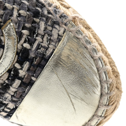 Chanel Metallic Tweed Lambskin CC Espadrilles 38 Blue Black Silver 12 of 14