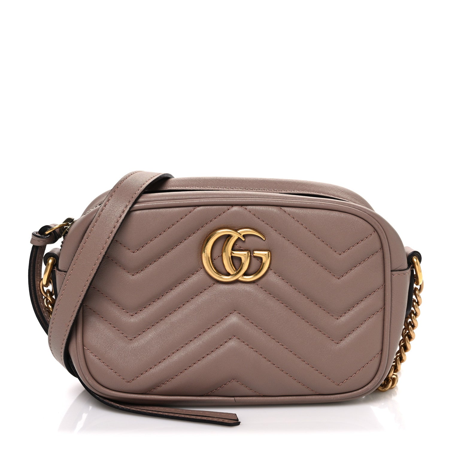 Gucci Calfskin Matelasse Mini GG Marmont Chain Shoulder Bag Porcelain Rose 1 of 10