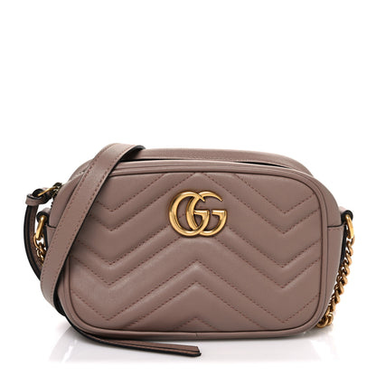 Gucci Calfskin Matelasse Mini GG Marmont Chain Shoulder Bag Porcelain Rose 1 of 10