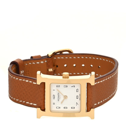 Hermes Stainless Steel Epsom 21mm Heure H Hour Quartz Watch Gold 2 of 5