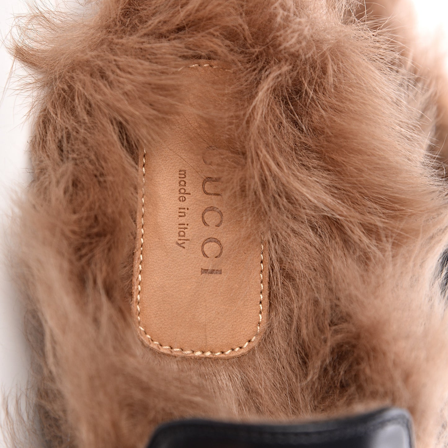 Calfskin Lambswool Tiger Embroidered Womens Princetown Slippers 36.5 Black