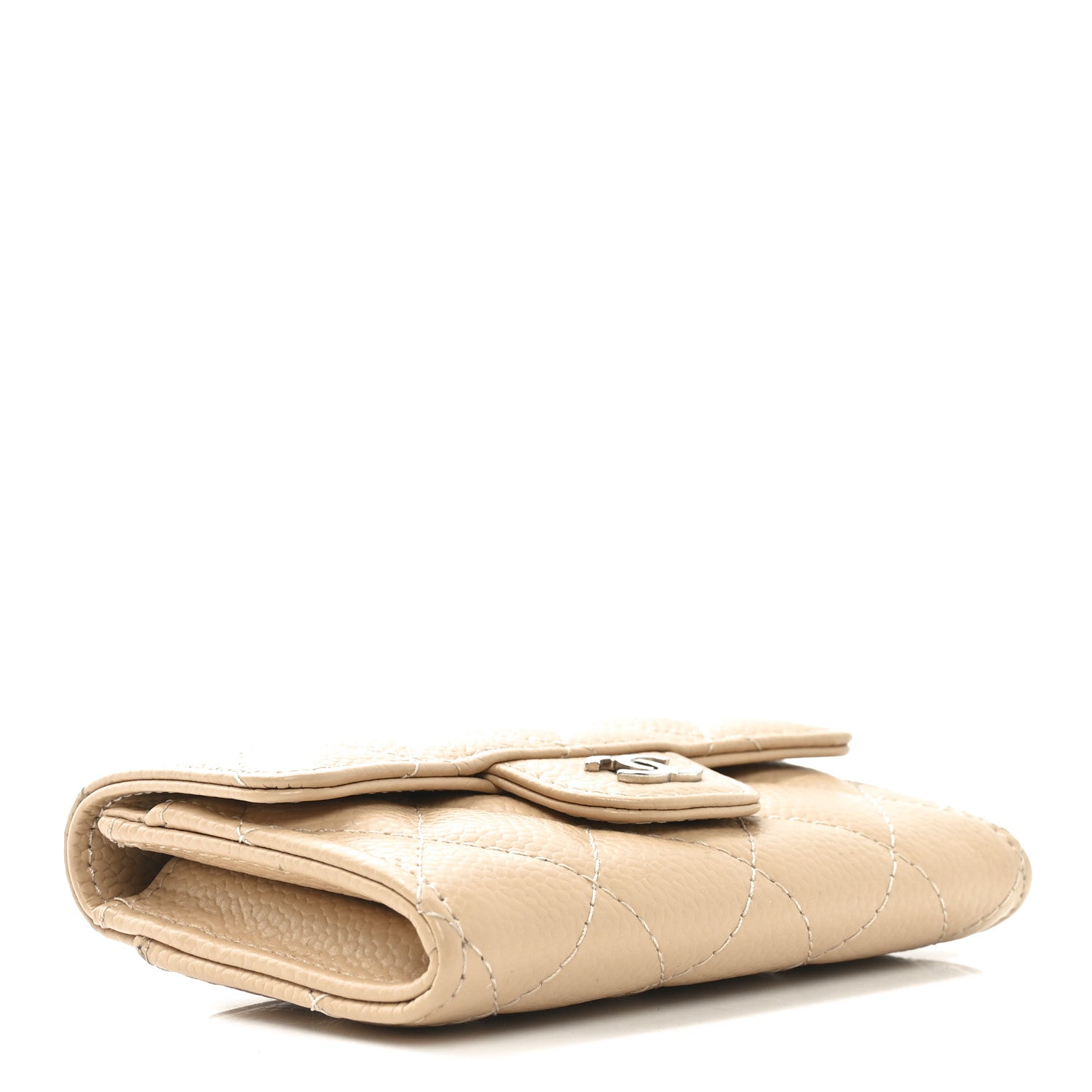 Chanel Caviar Quilted Flap Card Holder Wallet Beige 4 of 9