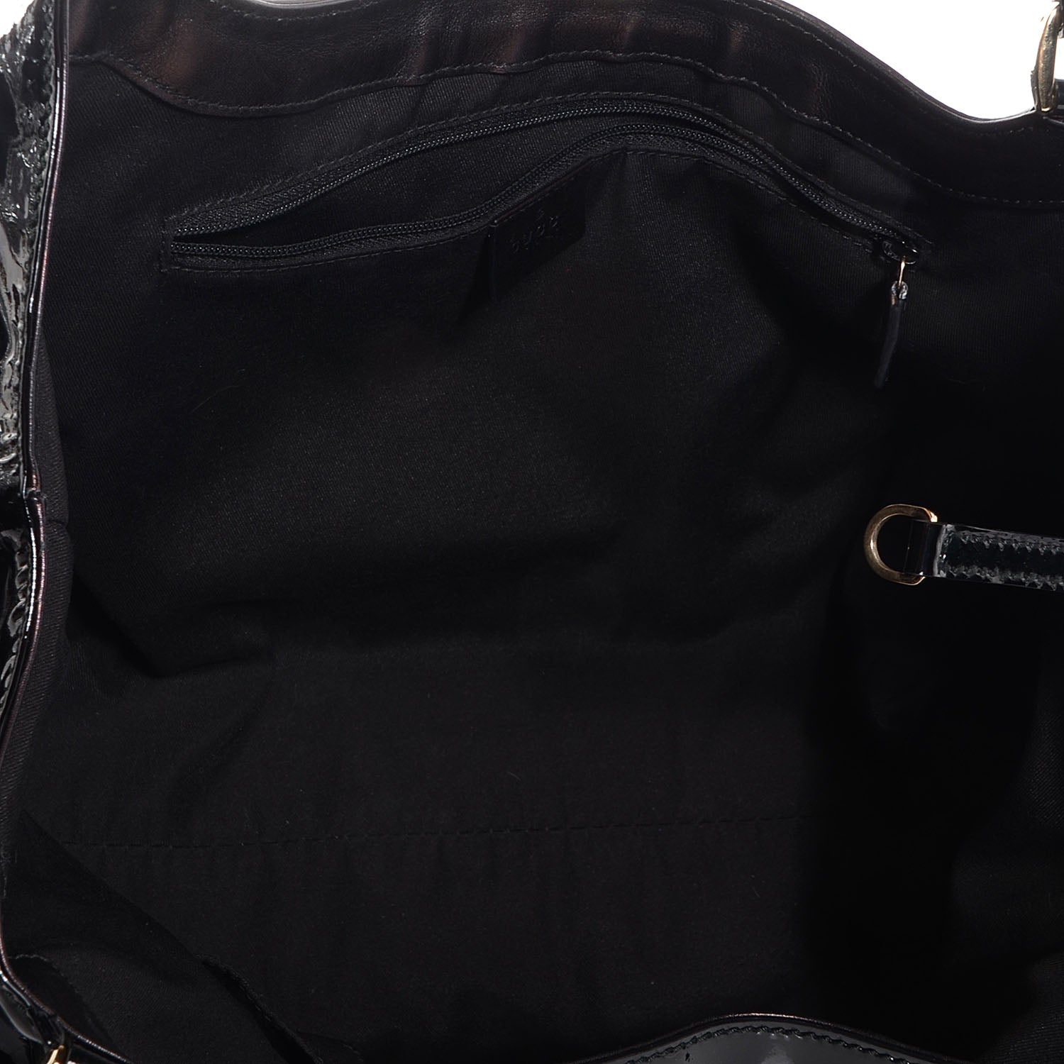 Gucci Patent D Gold Large Shoulder Bag Black 5 of 7
