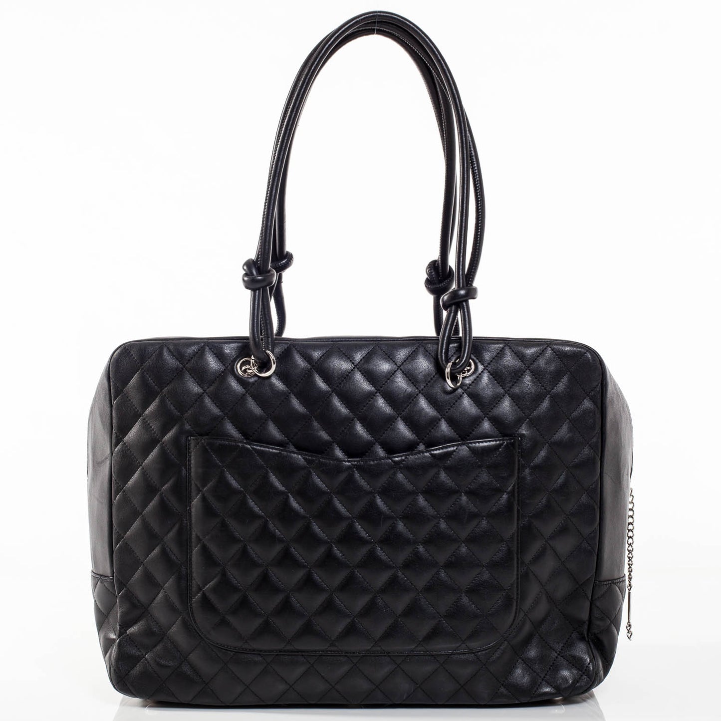 Calfskin Quilted Large Cambon Bag Black