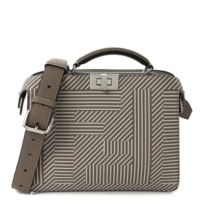 Fendi Cuoio Romano Striped Macro FF Bicolor Mini Peekaboo I SEE U Satchel Ghianda 1 of 9