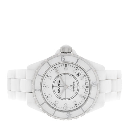 Chanel Stainless Steel Ceramic Diamond 38mm J12 Automatic Watch White White 2 of 4