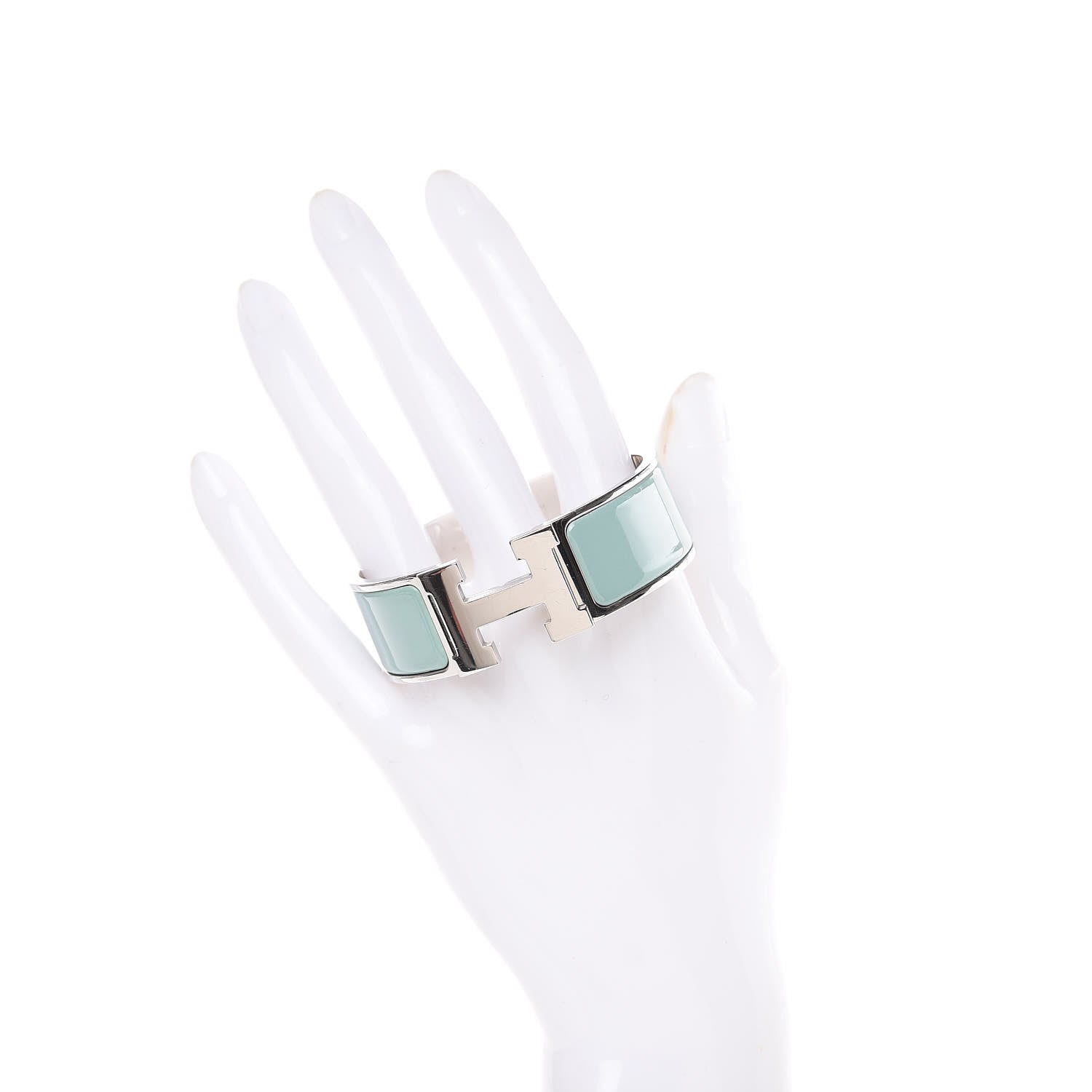 Hermes Enamel Wide Clic Clac H Bracelet PM Lagoon 2 of 5