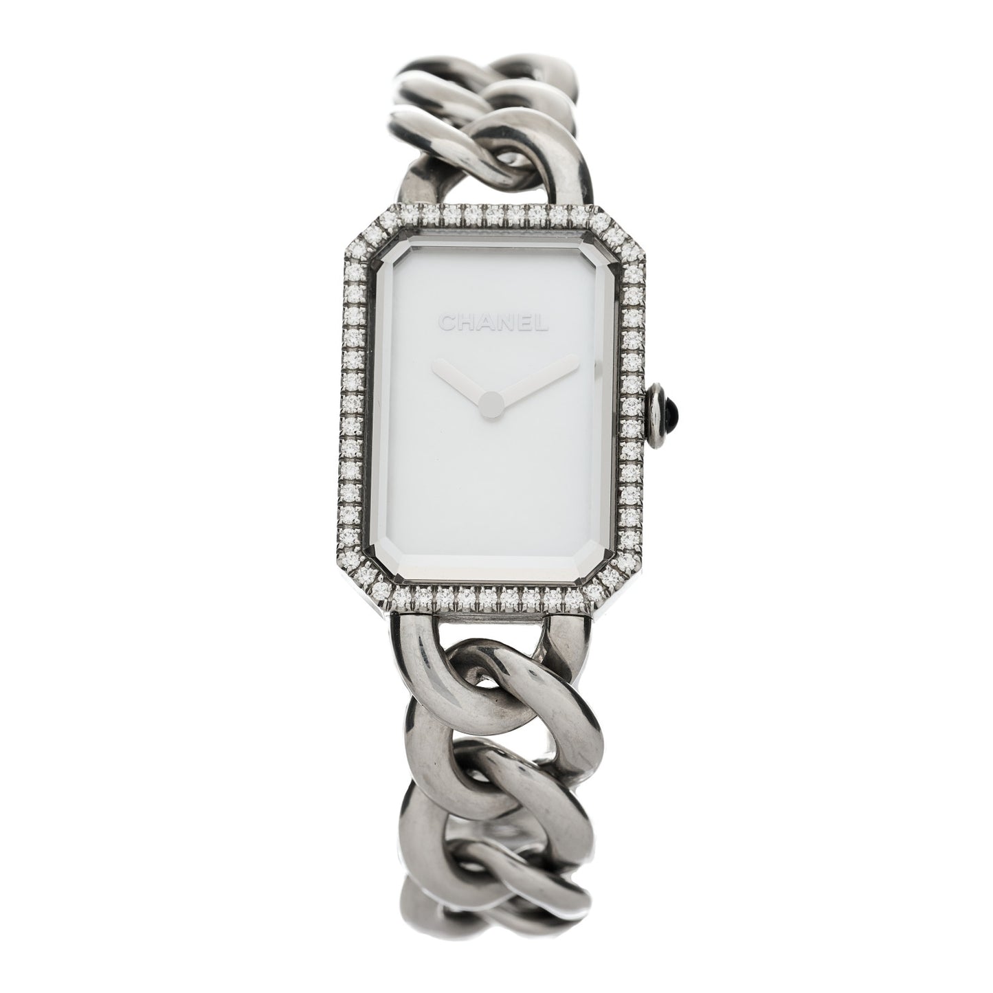 Stainless Steel Diamond Bezel Mother of Pearl 20mm Chain Premiere Quartz Watch