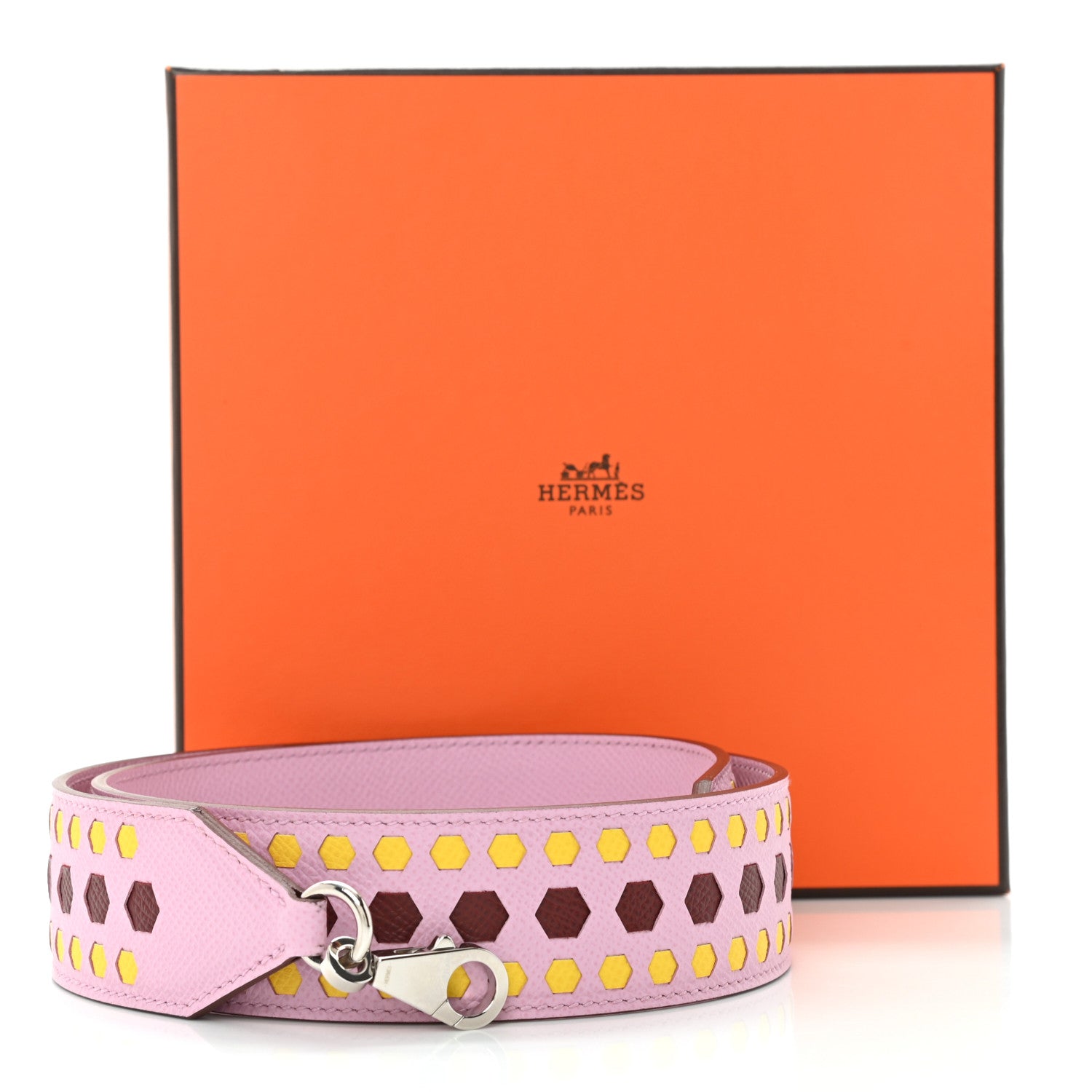 Hermes Epsom 30mm Hexagone Tressage Shoulder Strap Mauve Sylvestre Rouge H Jaune de Naples 6 of 6