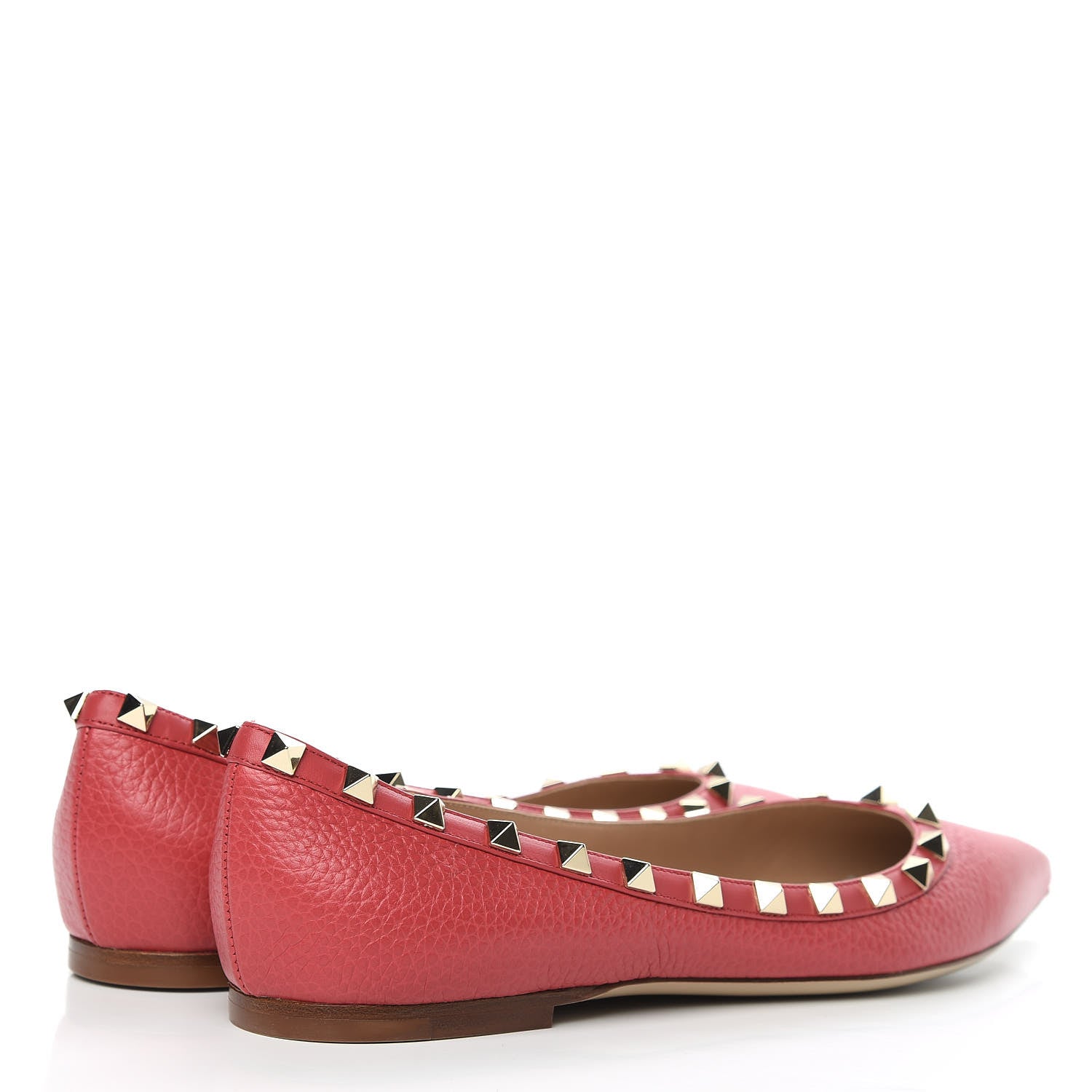 Valentino Garavani Pebbled Calfskin Rockstud Ballerina Flats 38.5 Rock Pink 4 of 9