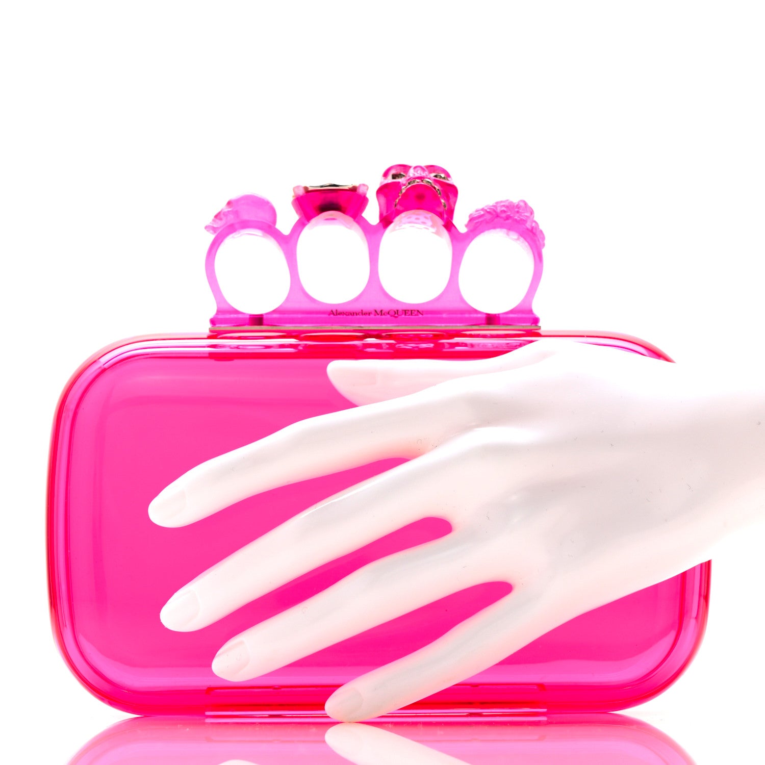 Alexander McQueen Resin Knuckle Clutch Pink 2 of 7