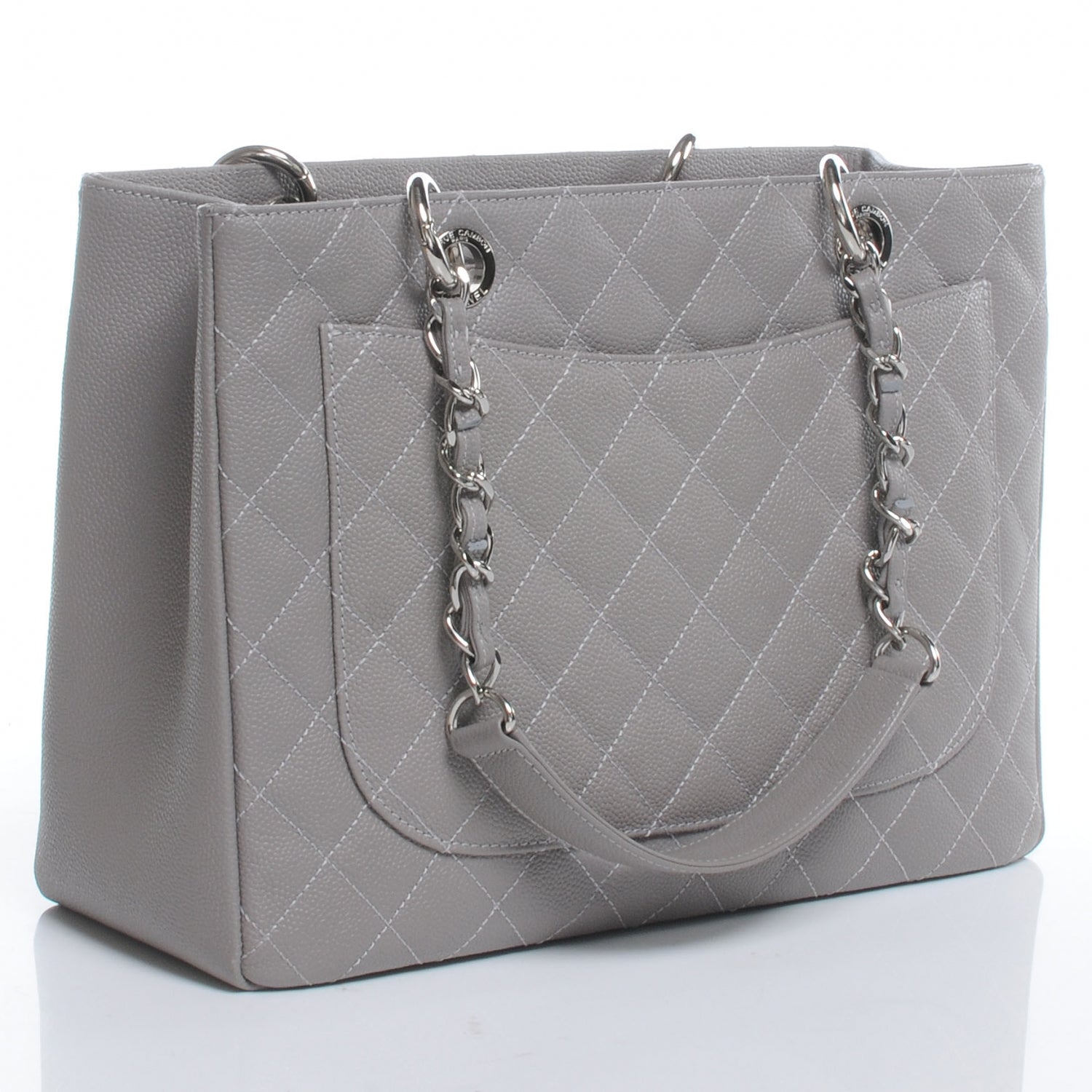 Chanel Caviar Grand Shopping Tote GST Light Grey 3 of 7