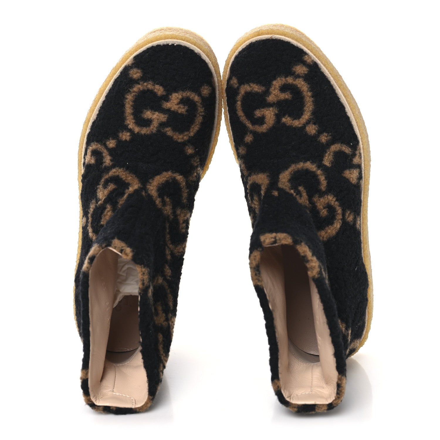 Gucci Faux Shearling Hooper GG Womens Ankle Boots 39 Black Natural Tan 2 of 10