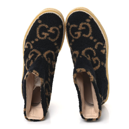 Gucci Faux Shearling Hooper GG Womens Ankle Boots 39 Black Natural Tan 2 of 10