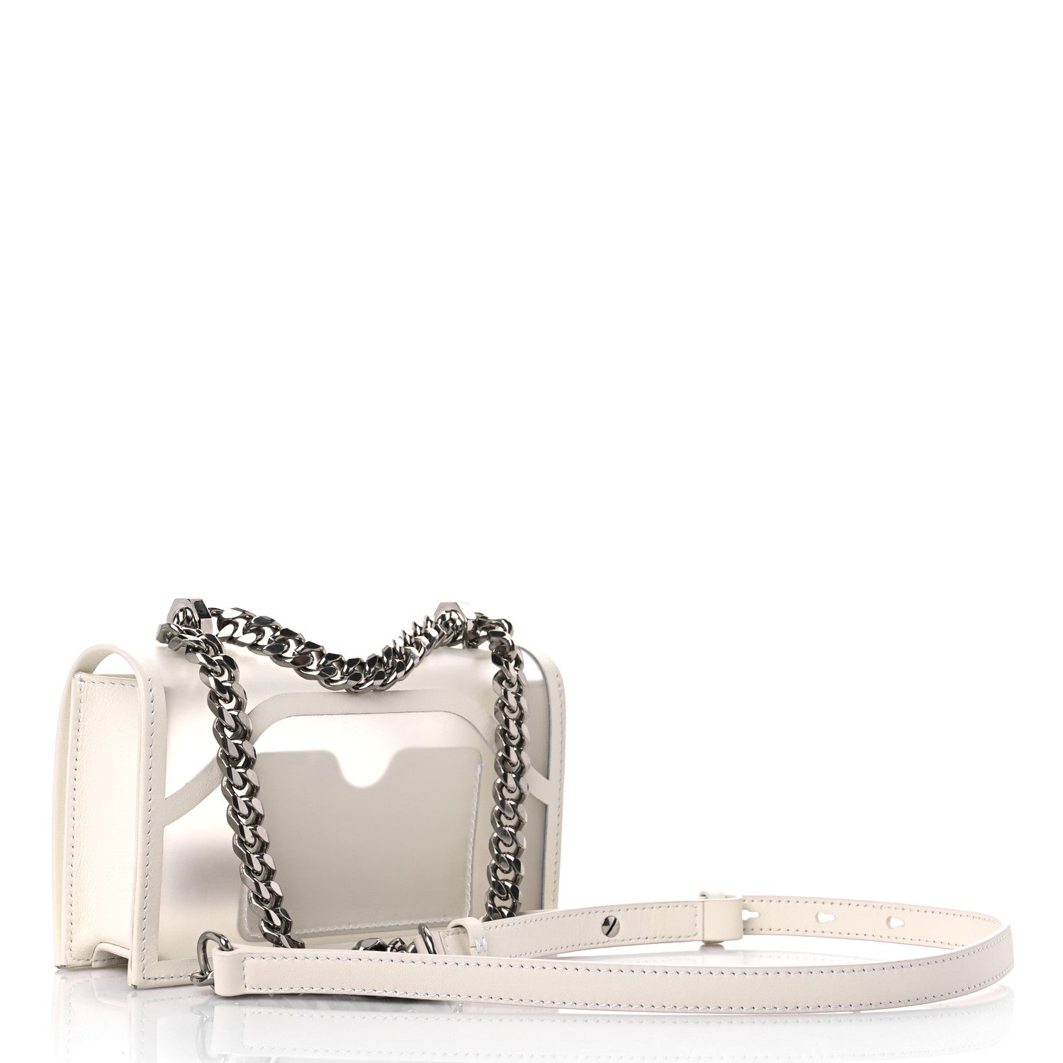 Alexander McQueen Calfskin Polyurethane Mini Jeweled Knuckle Satchel Clear White 2 of 18