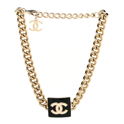Chanel Metal Enamel CC Square Choker Gold Black White 3 of 4