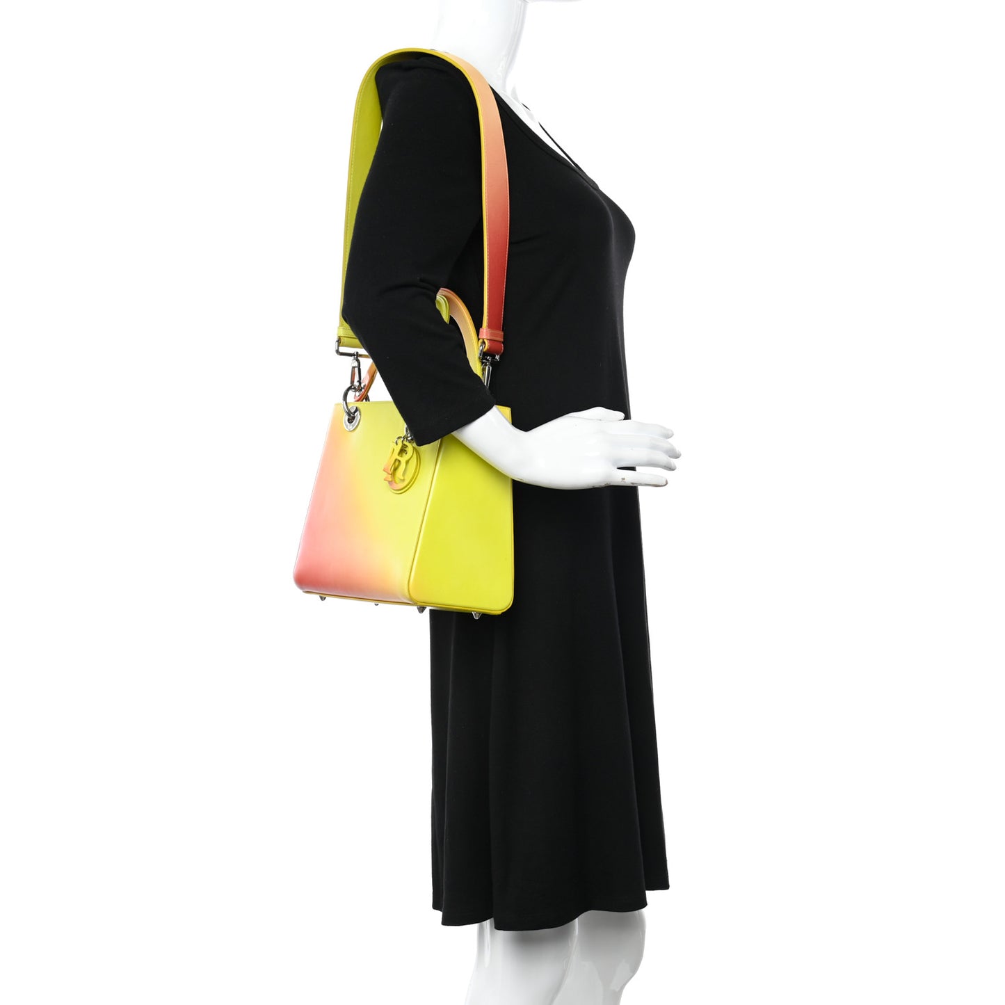 Box Calfskin Gradient Medium Lady Dior Yellow Orange