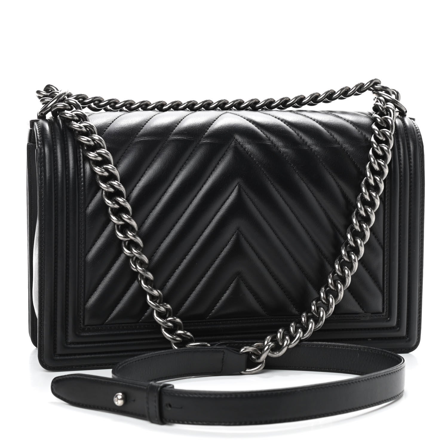 Chanel Lambskin Chevron Quilted Medium Boy Flap Black 3 of 10