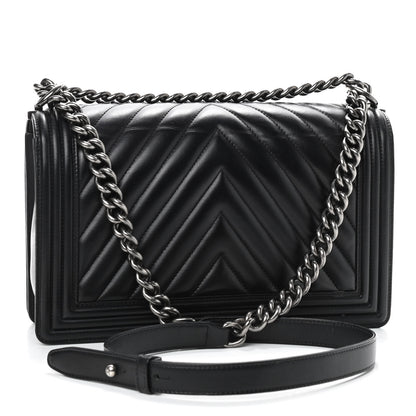 Chanel Lambskin Chevron Quilted Medium Boy Flap Black 3 of 10