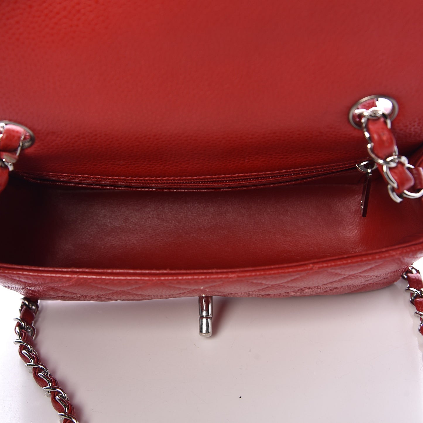 Caviar Quilted Mini Rectangular Flap Red