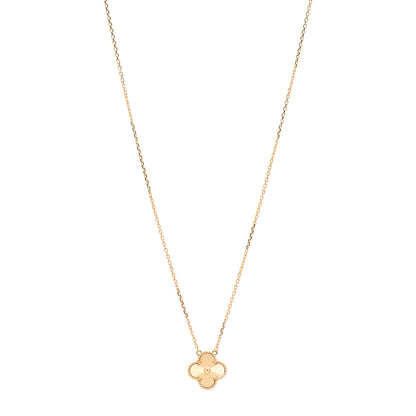 Van Cleef & Arpels 18K Yellow Gold Guilloche Vintage Alhambra Pendant Necklace 1 of 5