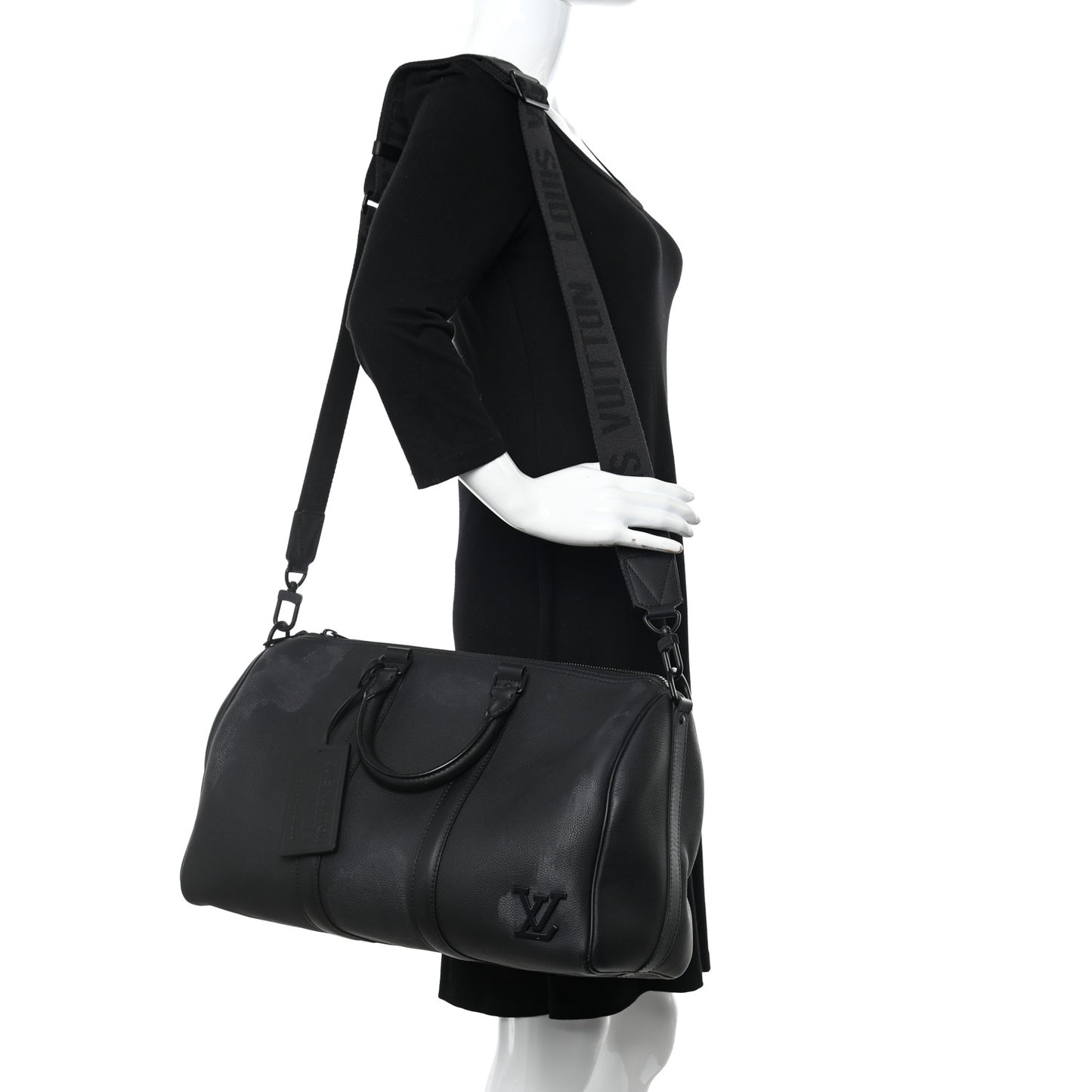 Grained Calfskin Aerogram Keepall Bandouliere 40 Black