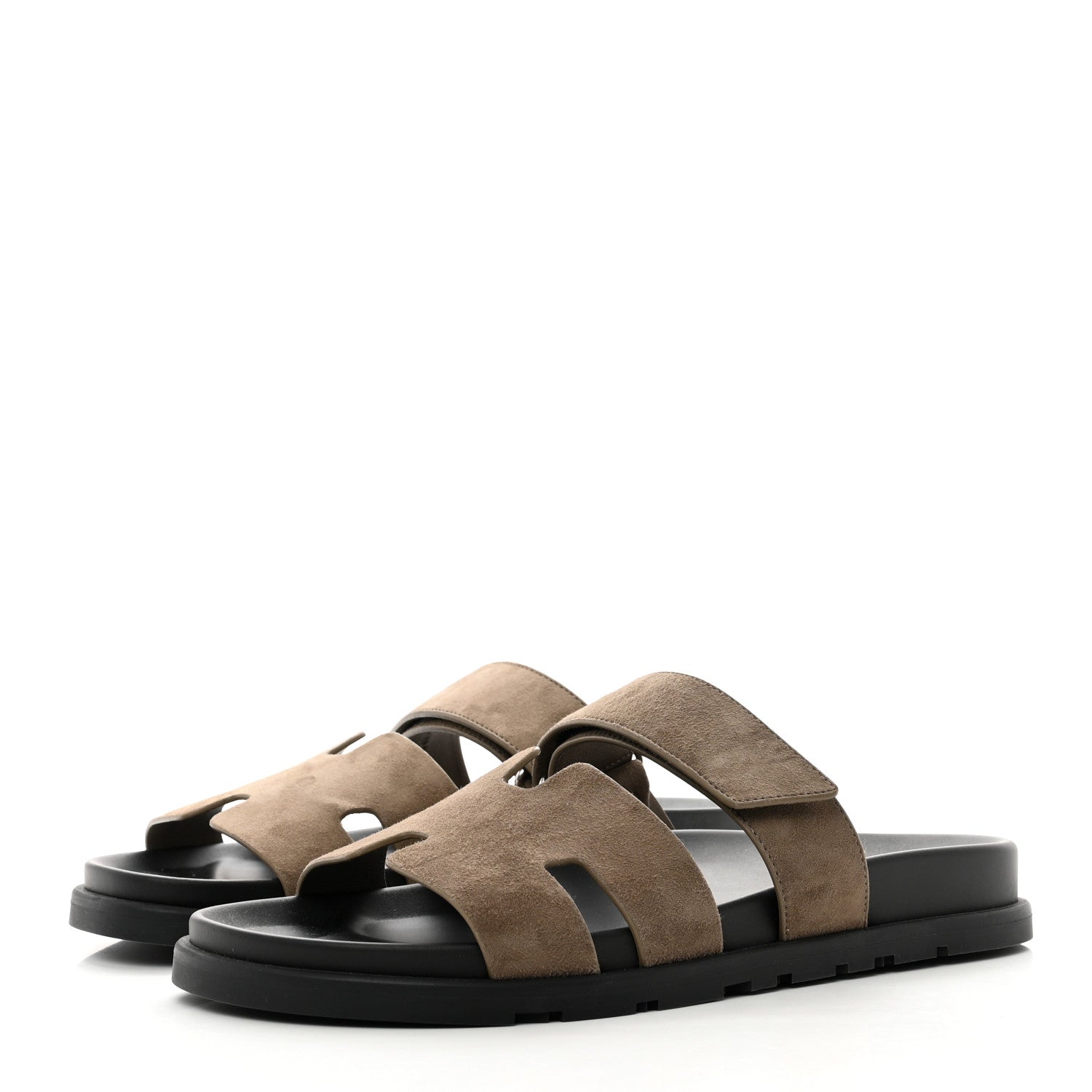 Hermes Suede Goatskin Womens Chypre Sandals 41 Etoupe 3 of 7