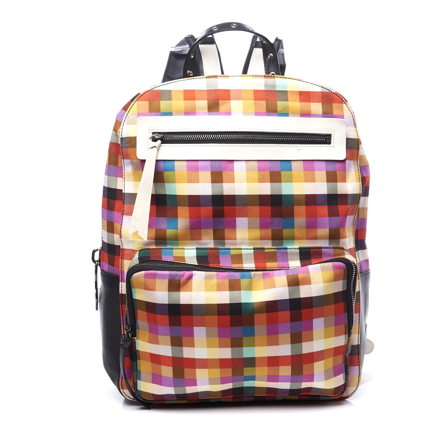 Nylon Carreaux Calfskin Aliosha Backpack Black Multicolor