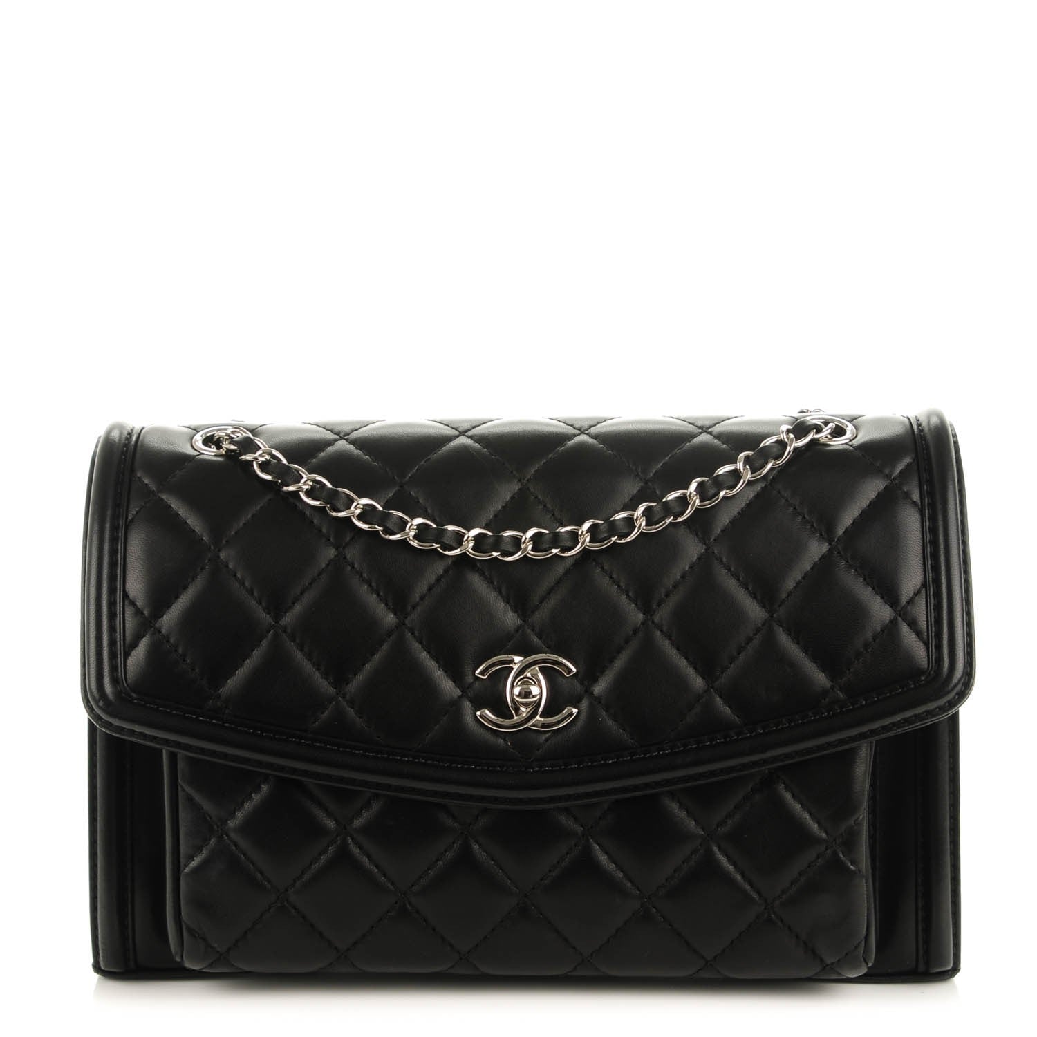 Chanel Lambskin Quilted Large Geometric Flap Black 1 of 10