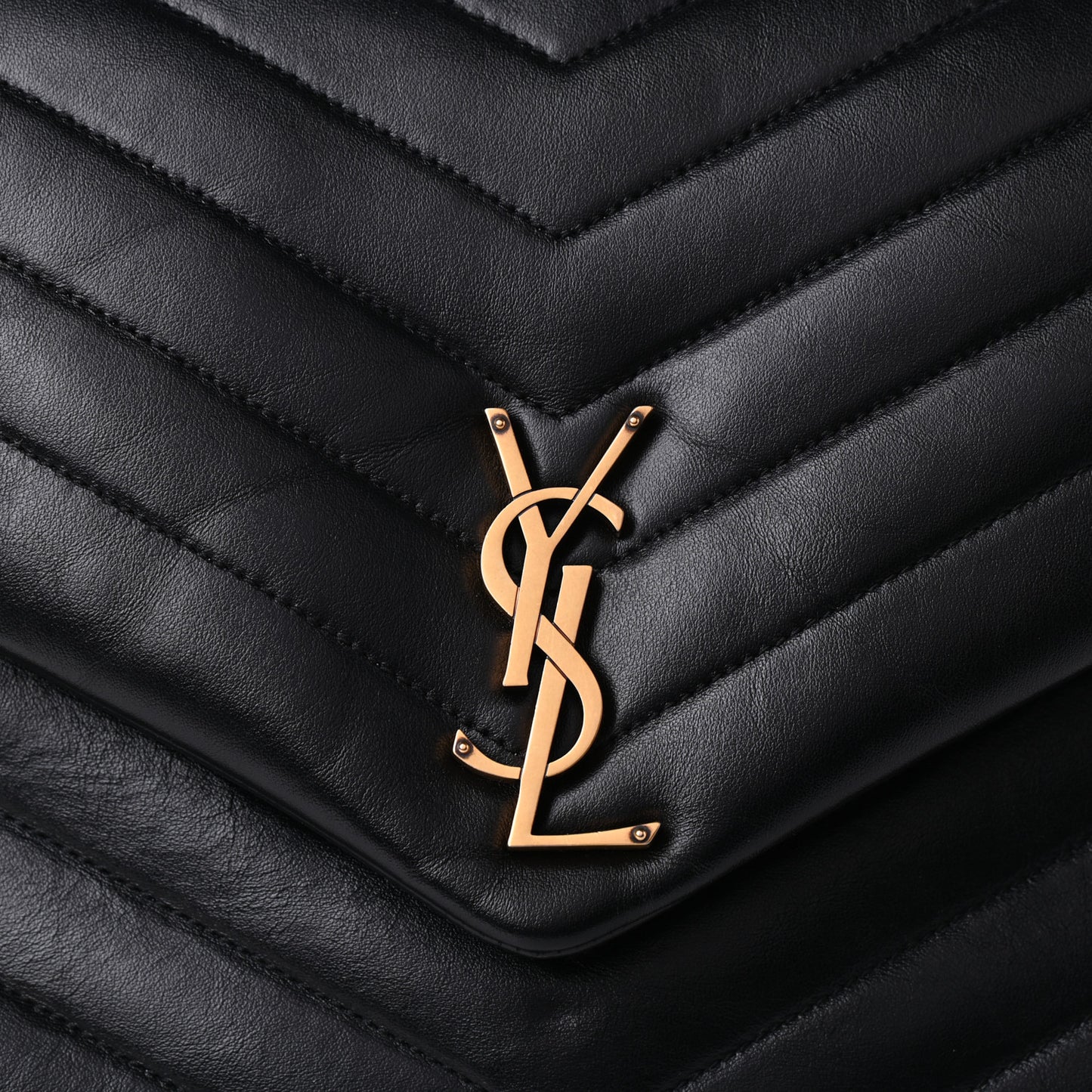 Calfskin Y Quilted Monogram Large Loulou Chain Satchel Black
